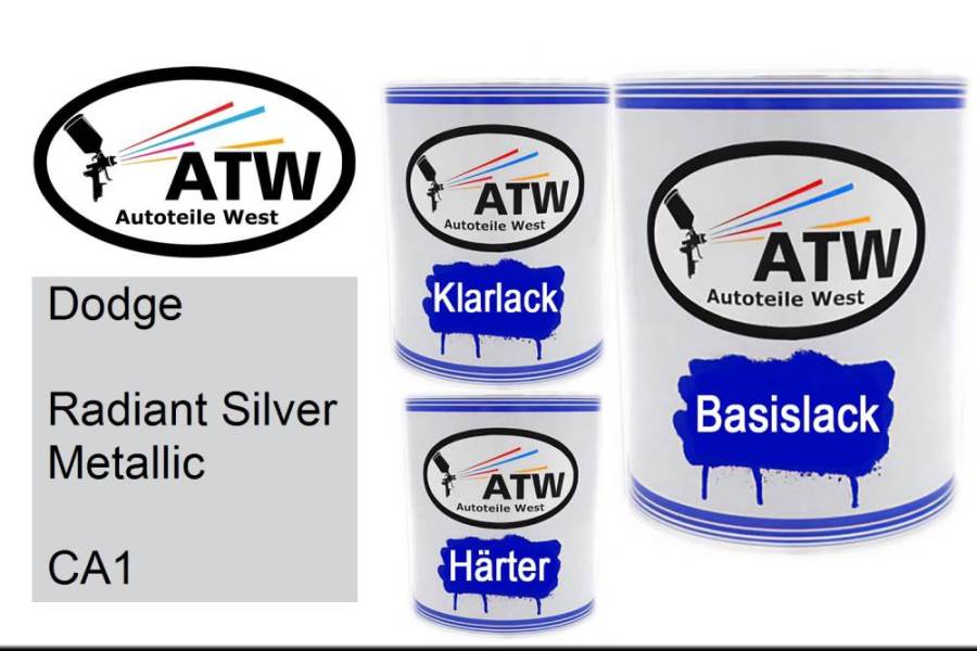 Dodge, Radiant Silver Metallic, CA1: 1L Lackdose + 1L Klarlack + 500ml Härter - Set, von ATW Autoteile West.